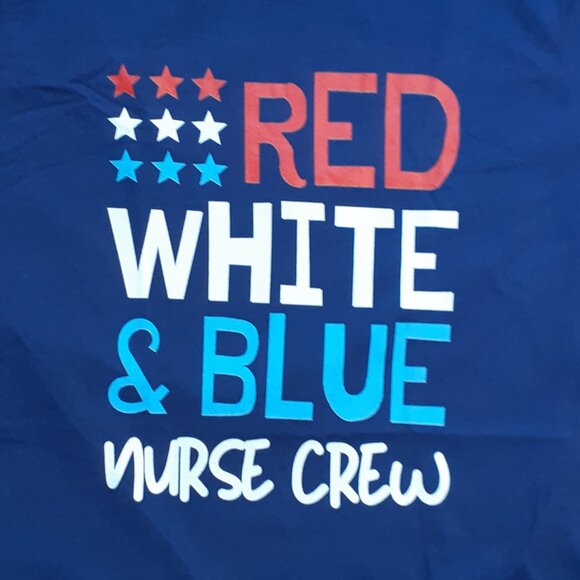Red White & Blue Nurse Crew - New Women's Small Navy Blue T-Shirt - Picture 2 of 4
